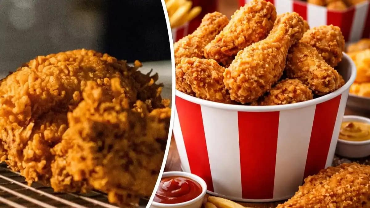 fast-food fried chicken prepared in restaurant kitchen