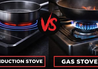 Induction vs Gas Stove: Which Is Better for Daily Cooking? Induction vs Gas Stove comparison showing electric cooktop and gas burner in a modern kitchen