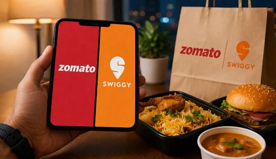 Person spending money on food delivery apps because of Zomato and Swiggy Addiction