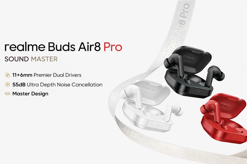 Design and build quality of Realme Buds Air 8 Pro earbuds