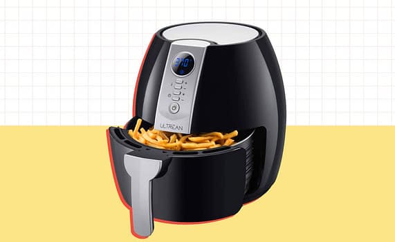 Modern kitchen counter with air fryer used in Air Fryers Healthy daily cooking discussion